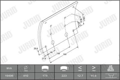 Фото автозапчасти тормозные накладки MAN E2000, EL, EM, F2000, F9, F90, F90 UNTERFLUR, HOCL, M 2000 L, M 2000 M, M90, NM, SD, SG, SL, SR, TGA; MERCEDES ACTROS, ACTROS MP2/MP3, ATEGO, MK, SK, ZETROS 04.74- Jurid 1949601070