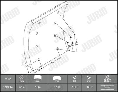 Фото автозапчасти тормозные накладки Renault MAGNUM/MAJOR/MIDLINER 416x150mm Jurid 1993411230