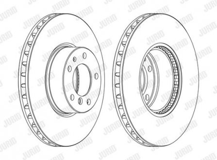Тормозной диск передняя левая/правая (с винтами) BMW 5 (E39), 7 (E32), 7 (E38), 8 (E31) 3.5-5.6 09.87-12.03 Jurid 561553JC-1 (фото 1)