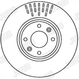 Гальмівний диск передня ліва/права (з гвинтами) CITROEN C4, C4 GRAND PICASSO I, C4 I, C4 PICASSO I; PEUGEOT 207, 307 1.6-2.0D 10.03-12.13 Jurid 562267JC (фото 1)