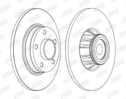 Фото автозапчасти тормозной диск задняя левая/правая (с кольцом ABS) NISSAN PRIMASTAR; OPEL VIVARO A; RENAULT TRAFIC II 1.9D-2.5D 03.01- Jurid 562365JC-1