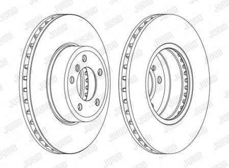 Тормозной диск передняя левая/правая (с винтами) BMW 5 (E60), 5 (E61), 6 (E63), 6 (E64) 2.0-3.0D 12.01-12.10 Jurid 562397JC-1 (фото 1)