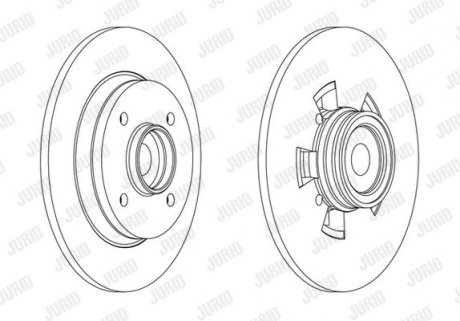 Фото автозапчасти тормозной диск с подшипником задняя левая/правая (с кольцом ABS) CITROEN C4 II, DS4; PEUGEOT 308, 308 I 1.2-2.0D 09.07- Jurid 562450JC-1