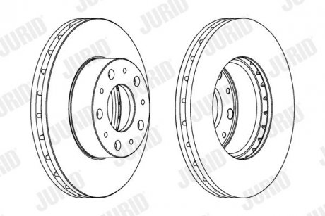 Фото автозапчасти тормозной диск передняя левая/правая (без болтов) CITROEN JUMPER; FIAT DUCATO; PEUGEOT BOXER 2.2D-3.0D 04.06- Jurid 562468JC