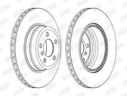 Гальмівний диск задня ліва/права (без болтів) BMW X5 (E70), X6 (E71, E72), X6 (F16, F86) 3.0-4.8 10.06-07.19 Jurid 562523JC1 (фото 1)
