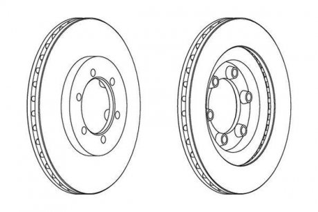 Тормозной диск передняя левая/правая (без болтов) DAEWOO KORANDO, MUSSO, REXTON; SSANGYONG KORANDO, MUSSO, MUSSO SPORTS, REXTON/REXTON II 2.0-3.2 12.88- Jurid 562904JC (фото 1)