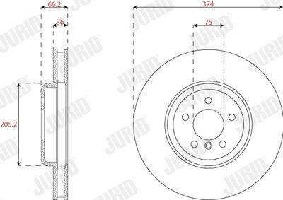 Фото автозапчастини гальмівний диск передній лівий BMW 5-Series, 6-Series, 7-Series Jurid 563283JC1