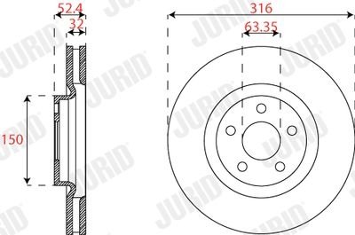 Гальмівний диск передній Ford Galaxy III, S-Max (2018->) Jurid 563302JC1