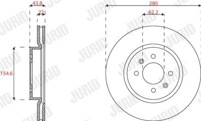 Гальмівний диск передній HYUNDAI i20/ KIA RIO, STONIC Jurid 563316JC