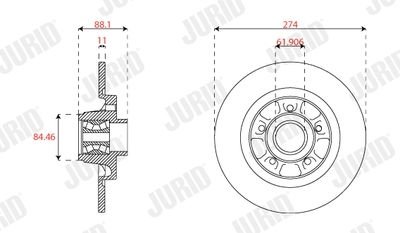 Фото автозапчастини гальмівний диск задній RENAULT KANGOO Jurid 563504J