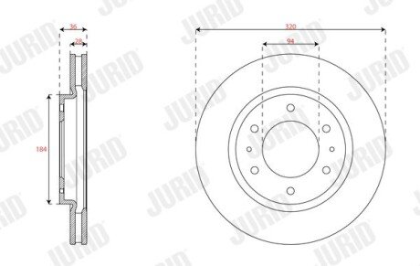 Фото автозапчасти tarcza ham./prz/ mitsubishi pajero sport iii 3.0 15- Jurid 563621JC