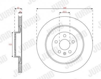 Фото автозапчасти гальмівний диск задній Volvo XC40, XC90 II Jurid 563630JC