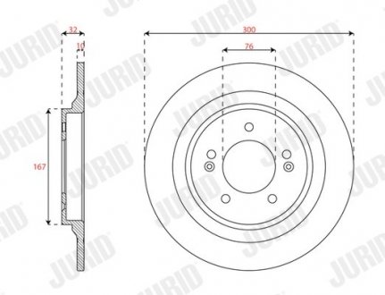 Фото автозапчасти гальмівний диск задній Hyundai Kona / KIA Niro I, Optima, Soul III Jurid 563744JC