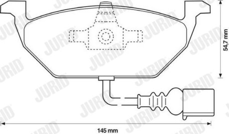 Фото автозапчастини комплект гальмівних колодок передня AUDI A2, A3; SEAT ALTEA, ALTEA XL, CORDOBA, LEON, TOLEDO II, TOLEDO III; SKODA FABIA I, FABIA I PRAKTIK, FABIA II, OCTAVIA I, OCTAVIA II 1.2-Electric 09.96- Jurid 571971D