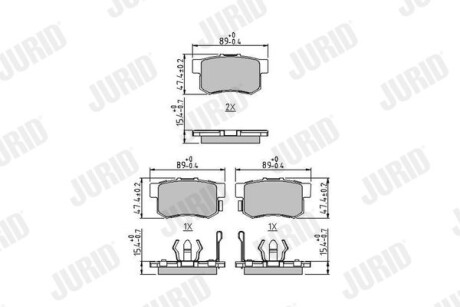 Фото автозапчастини гальмівні колодки задні Honda Accord, Civic, CR-V, Crosstour Jurid 572544J