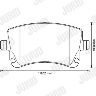 Фото автозапчасти керамические тормозные колодки задний Volkswagen MULTIVAN V, MULTIVAN VI, TRANSPORTER/CARAVELLE VI, TRANSPORTER V, TRANSPORTER VI 1.9D-3.2 04.03- Jurid 573220JC