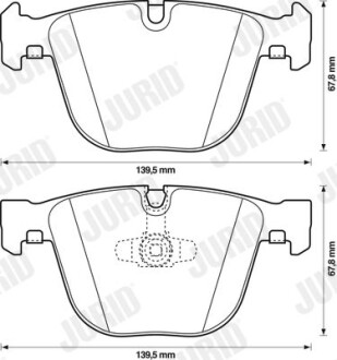 Фото автозапчастини керамічні гальмівні колодки передня BMW 5 GRAN TURISMO (F07), 7 (F01, F02, F03, F04) 2.0D-6.0 02.08-02.17 Jurid 573271JC