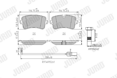 Фото автозапчасти гальмівні колодки Audi A5/A6/A7/ Porsche Macan Jurid 573428J