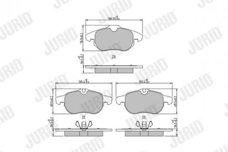 OPEL Тормозные колодки передн.Vectra C, Astra H, Zafira B FIAT Croma 05- SAAB 9-3 Jurid 573723J