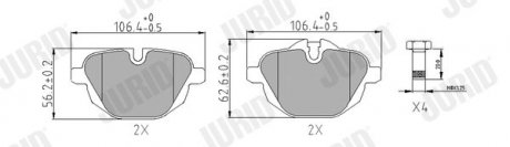 Фото автозапчасти гальмівні колодки задні BMW 5-Series, 6-Series, 7-Series, X3, X4, i8, Z4 / Buick Jurid 574175J