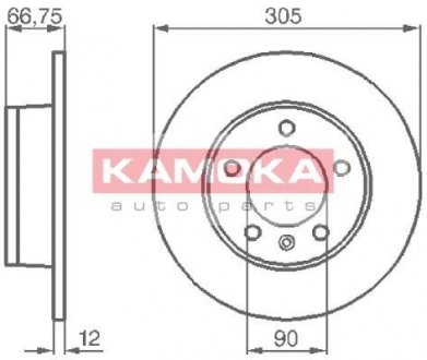 Гальмiвнi диски невентильованi, заднi KAMOKA 1032544 (фото 1)