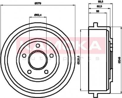 Фото автозапчасти гальмівний барабан KAMOKA 104052