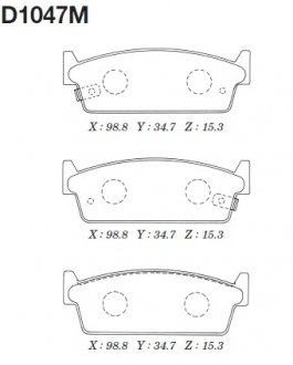 Колодки дисковые задние Laurel C32 VG30E 86-,200SX S13 88-94 зад KASHIYAMA D1047M (фото 1)