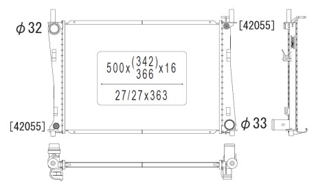 Фото автозапчасти радиатор двигателя (МКПП) FORD FIESTA V, FUSION; MAZDA 2 1.25-1.6 11.01-12.12 KOYORAD PL061854