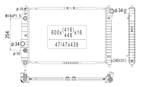 Фото автозапчасти радиатор двигателя (АКПП) CHEVROLET AVEO/KALOS; DAEWOO KALOS 1.4 04.03- KOYORAD PL311901