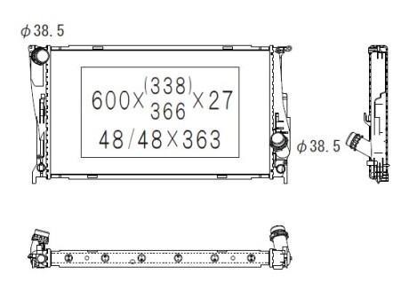 Фото автозапчасти радиатор двигателя (АКПП) BMW 1 (E81), 1 (E82), 1 (E87), 1 (E88), 3 (E90), 3 (E91), 3 (E92), 3 (E93), X1 (E84) 2.0D/3.0D 06.04-06.15 KOYORAD PL422924