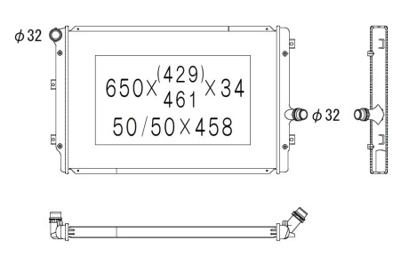 Фото автозапчасти радиатор двигателя AUDI A3, TT; SEAT ALTEA, ALTEA XL, LEON, TOLEDO III; SKODA OCTAVIA II, SUPERB II, YETI; Volkswagen BEETLE, CADDY III, CADDY IV, CC, EOS, GOLF PLUS, GOLF V, GOLF VI 1.6D/2.0/2.0D 02.03- KOYORAD PL452659