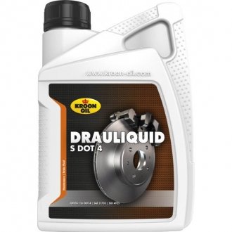 Фото автозапчасти тормозная жидкость DRAULIQUID-S DOT 4 BRAKEFLUID 1л KROON OIL 04206