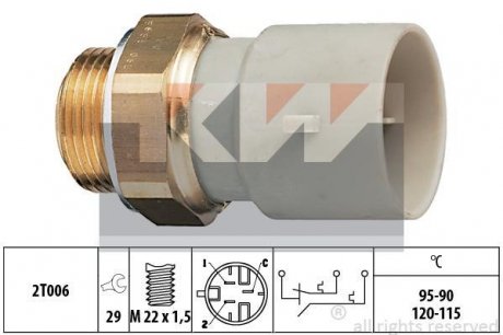 Датчик включення вентилятора (аналог EPS 1.850.655/Facet 7.5655) Перемикач вентил.радіатора Opel KW 550 655 (фото 1)