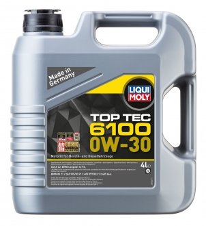 Фото автозапчастини олива двигуна TopTec 6100 (4L +) SAE 0W30; ACEA C2; BMW 83 21 2 365 935; BMW 83 21 2 405 097; BMW 83 21 2 405 666; BMW LL-12 FE LIQUI MOLY 20778