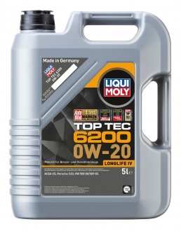 Фото автозапчасти lm 5л top tec 6200 олива 0w-20 acea c5, vw 508 00, vw 509 00, porsche c20 LIQUI MOLY 20789