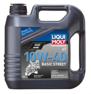 Фото автозапчастини олива для 4-тактних двигунів Basic Street (4L +) SAE 10W40 API SM; JASO MA-2 LIQUI MOLY 3046