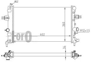 Фото автозапчастини радіатор охолодження двигуна ASTRA/ZAFIRA 1.6i 98- LORO 037-017-0001