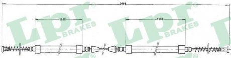 Трос стояночных тормозов задний левая/правая (2660мм/1060мм/1060мм, тормоз барабан; диск) IVECO DAILY I, DAILY II 2.4D/2.5D/2.8D 01.78-05.99 LPR C0161B