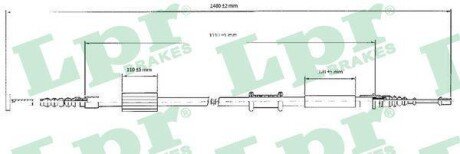 Фото автозапчастини трос ручного гальма LPR C0208B