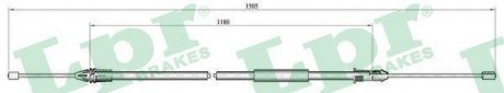 Трос стояночного тормоза задний правый (1480мм/1165мм, тормоз диск) RENAULT MEGANE I 1.4-1.9D 03.99-08.03 LPR C0405B