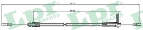 Трос стояночных тормозов задний правая (1050мм/810мм) MERCEDES E T-MODEL (S210), E (W210) 2.0-5.4 06.95-03.03 LPR C0434B