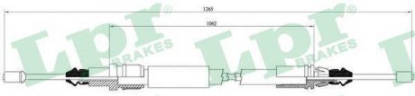 Трос стояночных тормозов задний левая/правая (1245мм/1065мм) RENAULT LAGUNA I 1.8-3.0 11.93-03.01 LPR C0706B