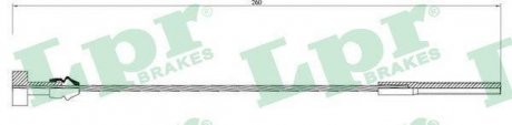 Трос стояночных тормозов передняя левая/правая (245мм) VOLVO S40 I, V40 1.6-2.0 07.95-06.04 LPR C0919B (фото 1)