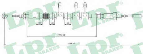 Трос стоянкових гальм передня ліва/права (2295мм/2035мм) CITROEN JUMPER; FIAT DUCATO; PEUGEOT BOXER 2.0D-3.0D 04.06- LPR C0984B (фото 1)