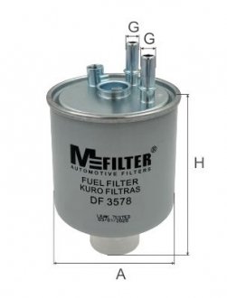 Фильтр топливный Kangoo 1.5dCi 10.07- (+датч.воды нижн) M-FILTER DF 3578 (фото 1)
