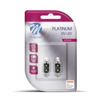 Фото автозапчасти лампочка Platinum LED C5W (12 В, 2,8 Вт, тип гнезда: SV8,5, Белый; нет одобрения – не подходит для использования на дорогах общего пользования; для авто с CAN-Bus) M-TECH TULB813W