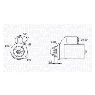 Фото автозапчастини стартер (12В, 0,8кВт) FIAT PALIO, PUNTO 1.2/1.2CNG 04.96- MAGNETI MARELLI 063101018010