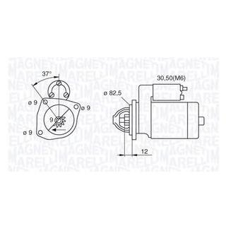 Фото автозапчасти стартер (12В, 1,4 кВт) FIAT BRAVO II, DOBLO, DOBLO CARGO, PUNTO EVO; LANCIA LYBRA, MUSA 1.6D/1.9D 05.01- MAGNETI MARELLI 063521082390 (фото 1)