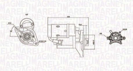 Фото автозапчасти стартер (12В, 2кВт) TOYOTA DYNA 150, HIACE III, HIACE IV, HILUX V, HILUX VI, LAND CRUISER 2.4/2.4D/3.0D 08.89-08.06 MAGNETI MARELLI 063721089010 (фото 1)