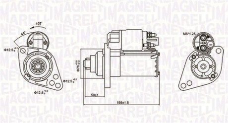 Фото автозапчасти стартер (12В, 1,1 кВт) AUDI A1, A3, TT; SEAT ALTEA, ALTEA XL, IBIZA III, LEON, LEON SC, LEON ST, TOLEDO III; SKODA OCTAVIA II, SUPERB II, SUPERB III, YETI; Volkswagen BEETLE, CC, EOS, GOLF PLUS 1.4-2.5 05.03- MAGNETI MARELLI 063721294010